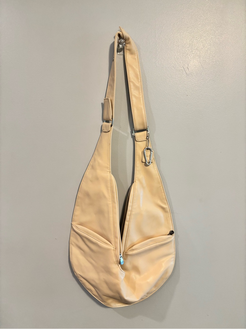 Sash Cream Crescent Crossbody Sling Bag with Zip Pockets